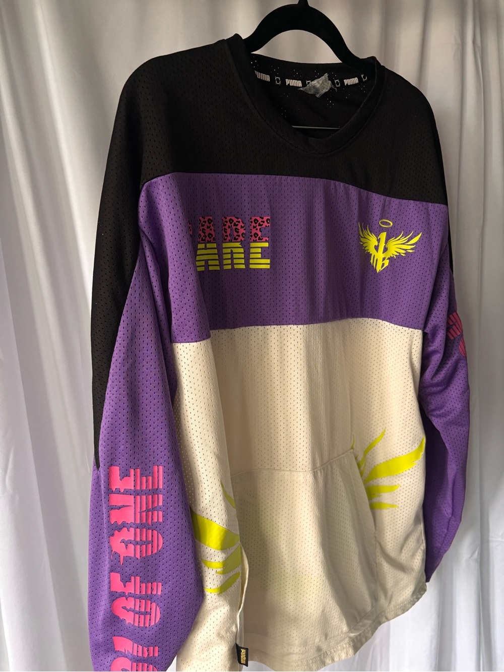 Puma Men’s Colorblock Pullover Sweater - Black, Purple & Cream